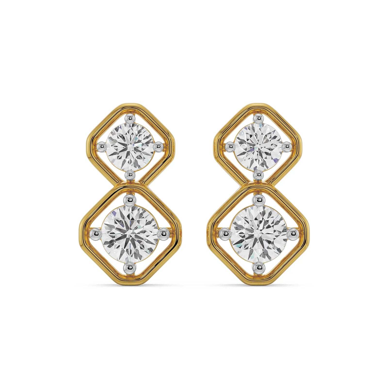 Interwined Diamond Encrusted Drops Front View in 9KT