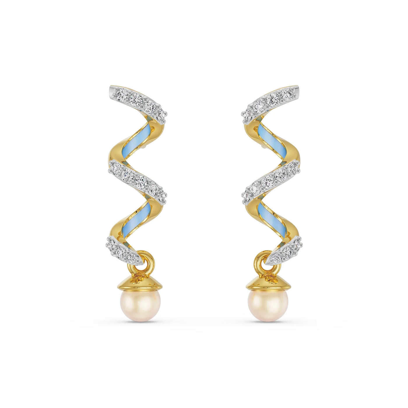 Pearl Teardrop Lab Grown Diamond Earrings 9KT
