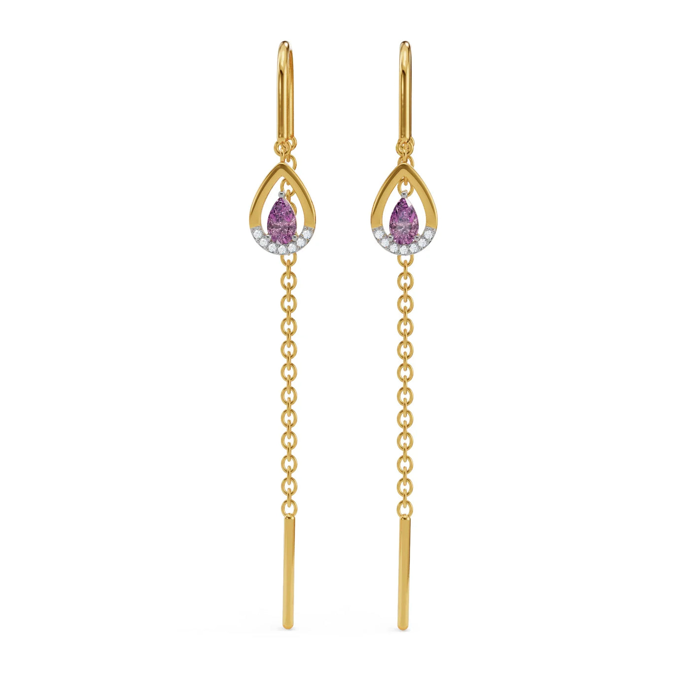 Purple Gemstone Lab Diamond Suidhaga Earrings_in-stock