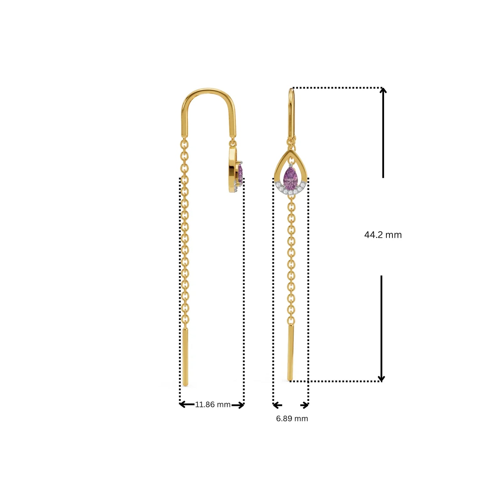 Purple Gemstone Lab Diamond Suidhaga Earrings 9KT