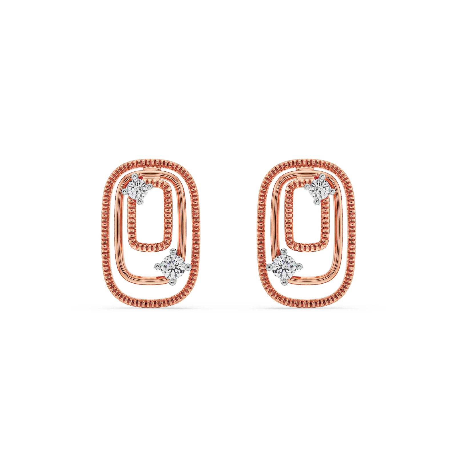 Geometrical Loop Diamond Studs Front View