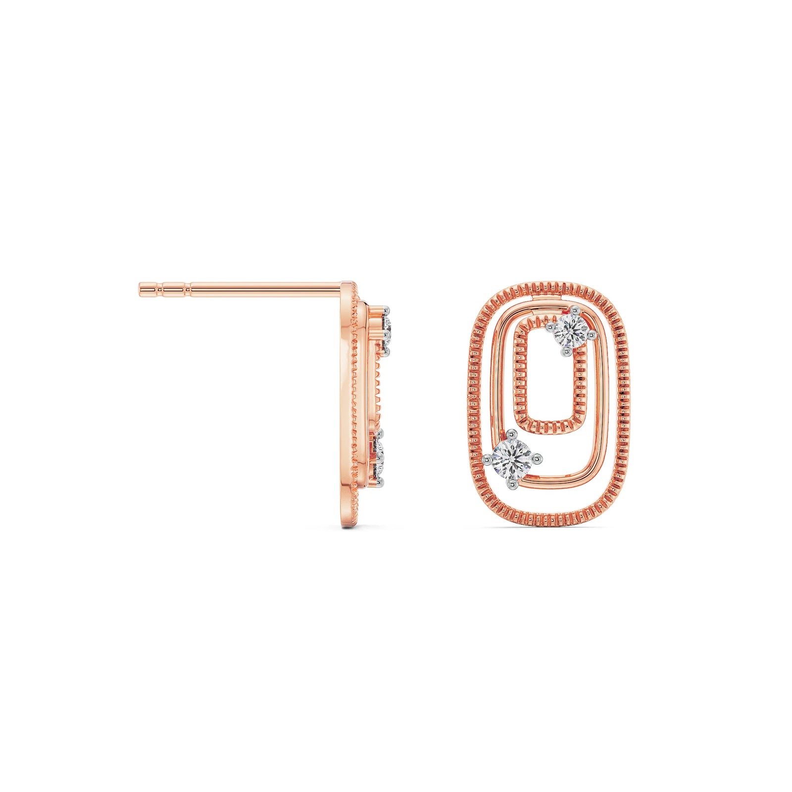 Geometrical Loop Diamond Studs Prospective View