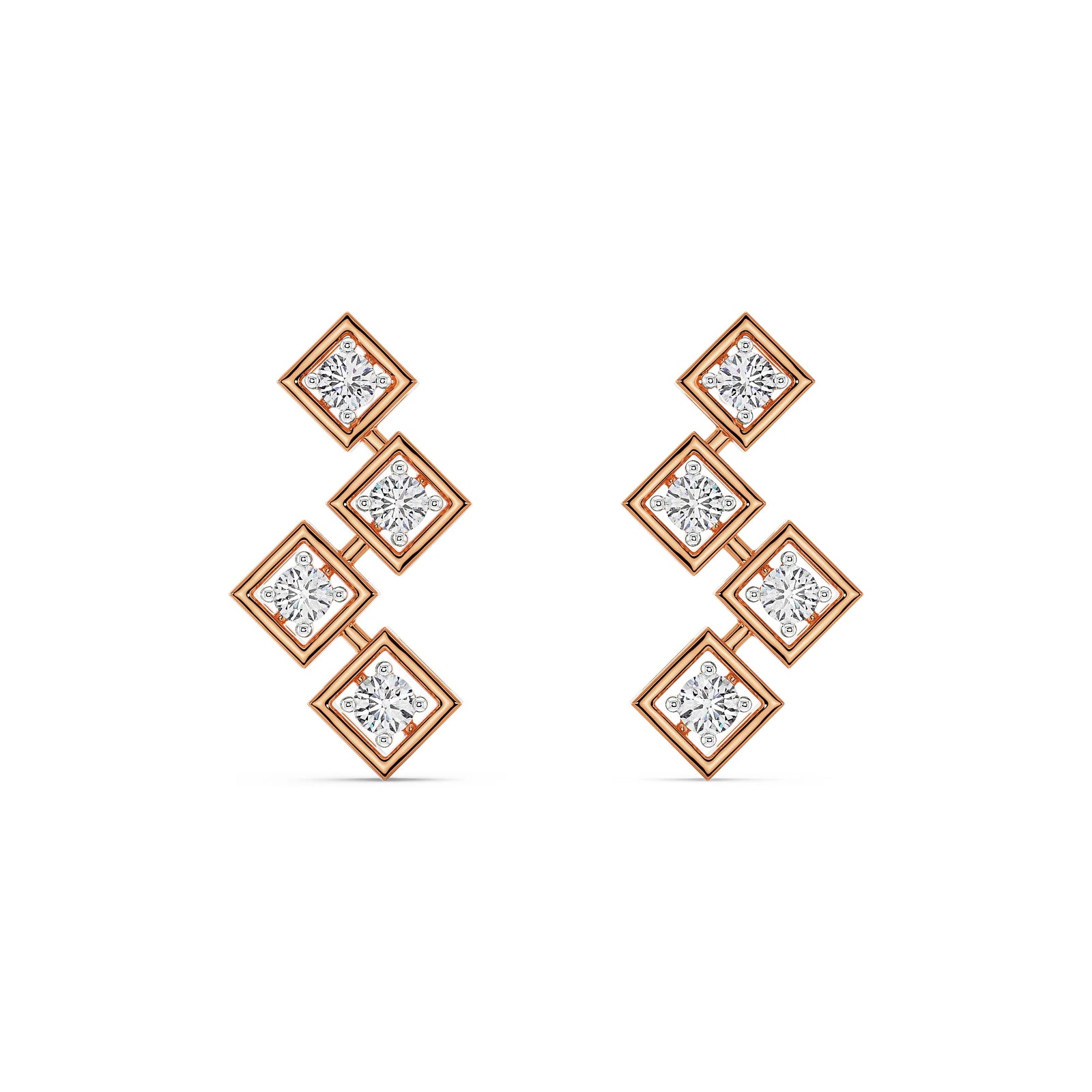 Stellar Geometry Diamonds Studs Front View