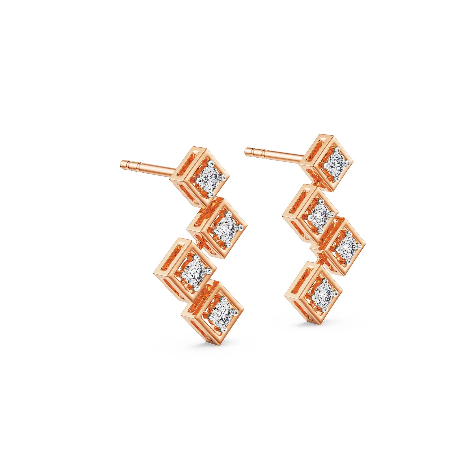 Stellar Geometry Diamonds Studs Side View