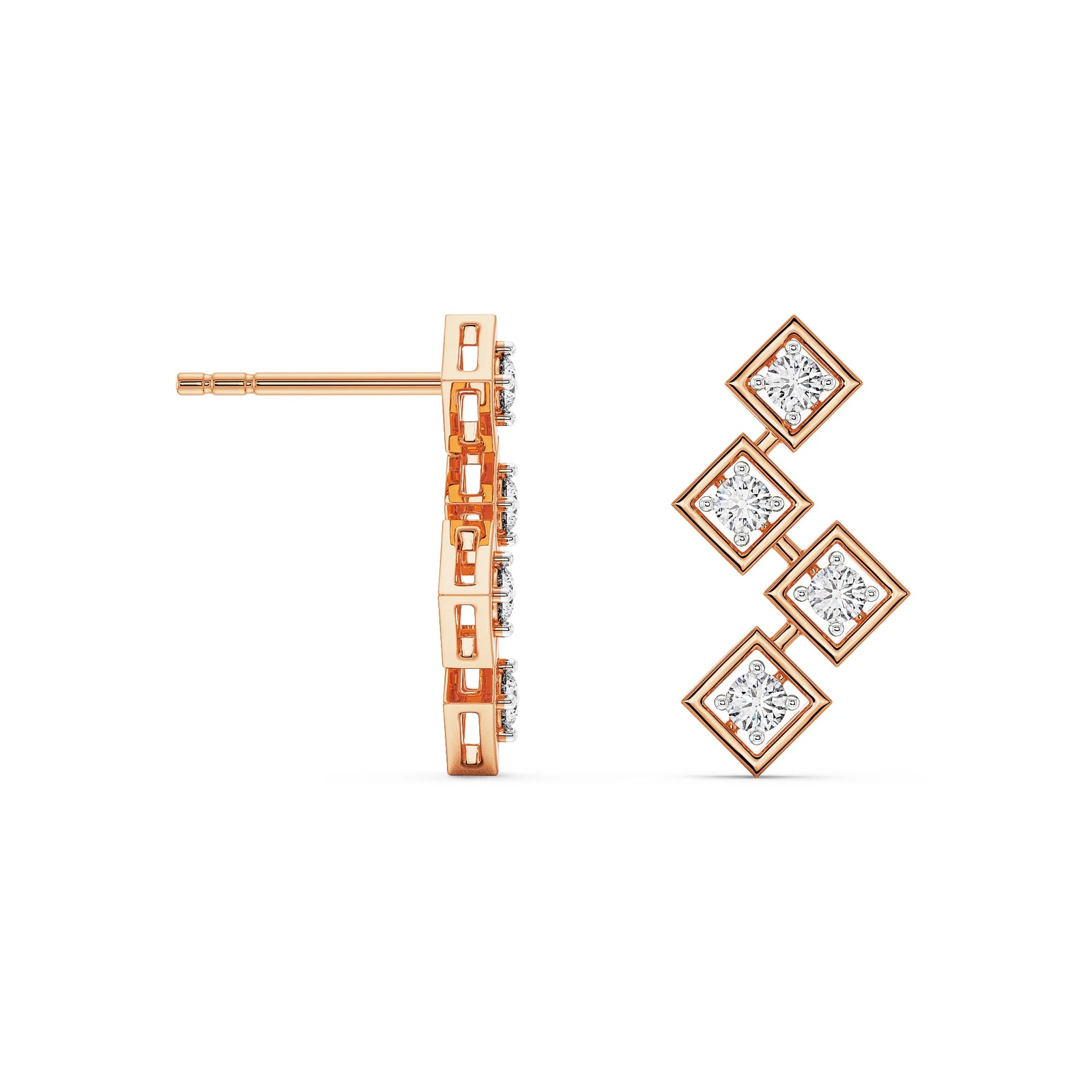 Stellar Geometry Diamonds Studs Prospective View