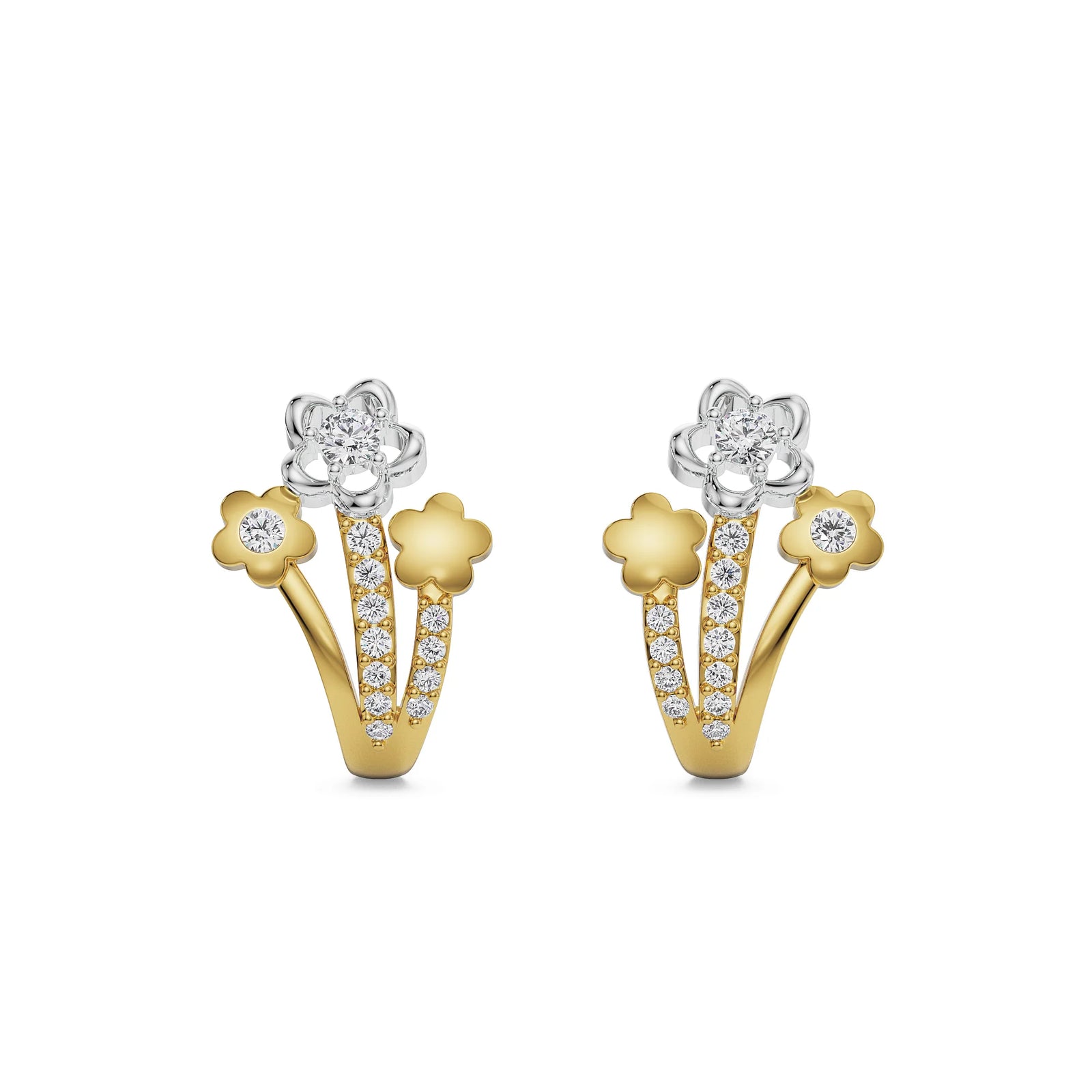 Floral Bloom Studs Front View