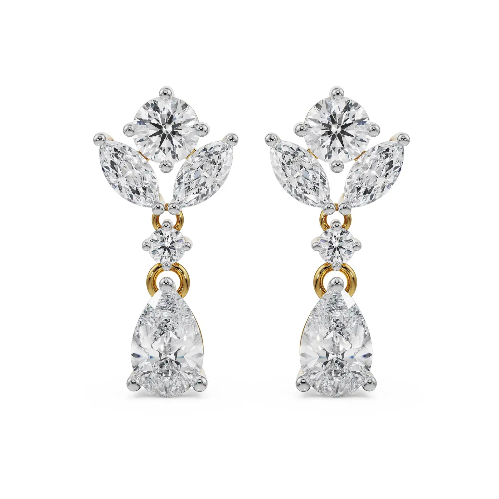 Magical Drop Diamond Earrings Front View in 9KT