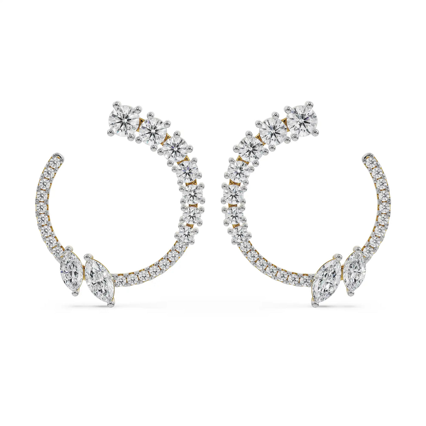 Marquise and Round Lab Grown Diamond Earrings 9KT