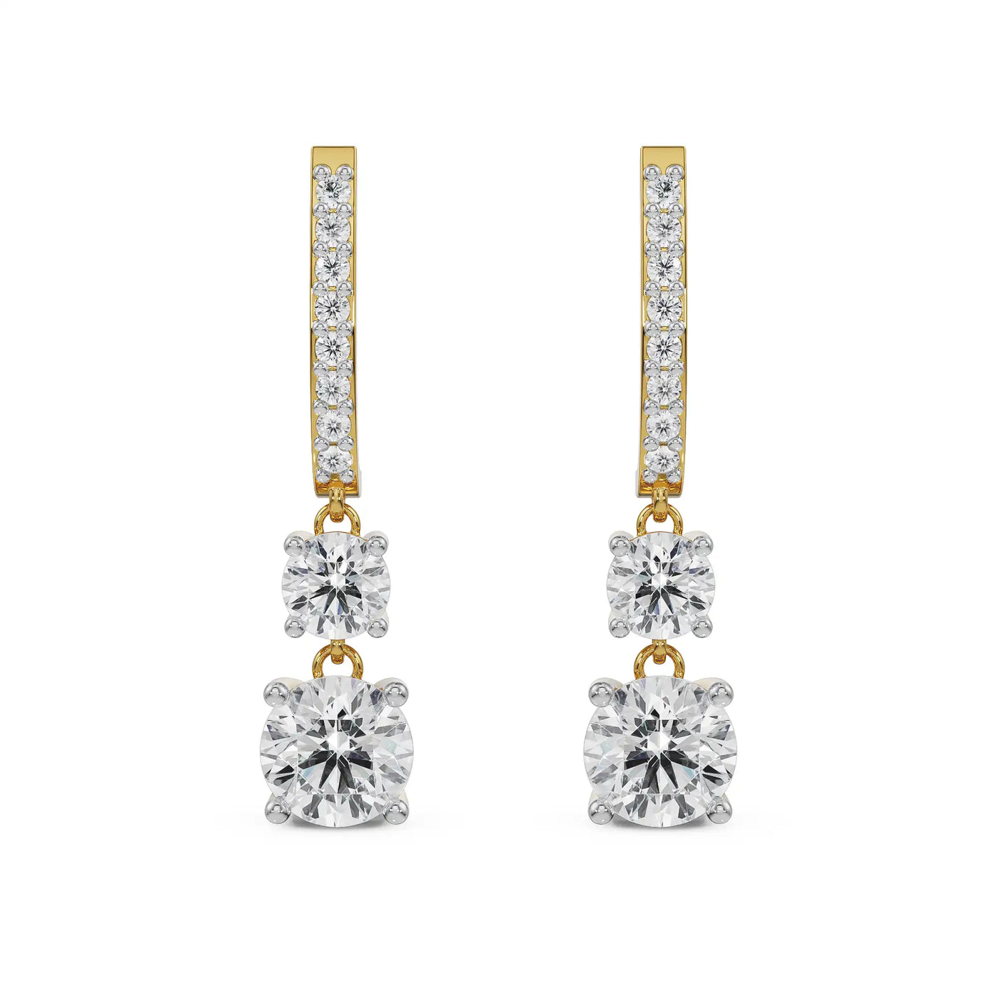 Round Brilliant Lab Grown Diamond Drop Earrings 9KT