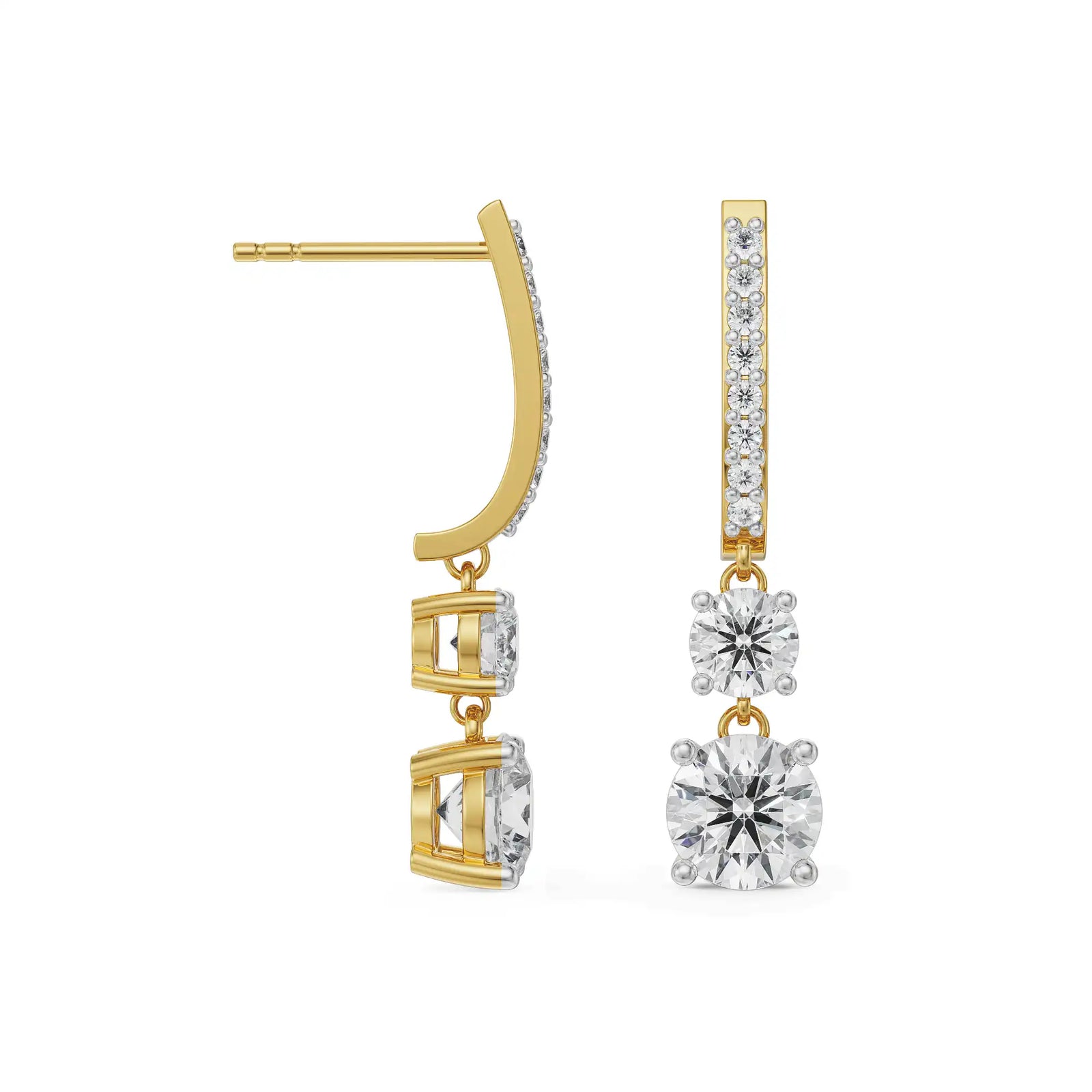 Round Brilliant Diamond Drop Earrings Prospective View