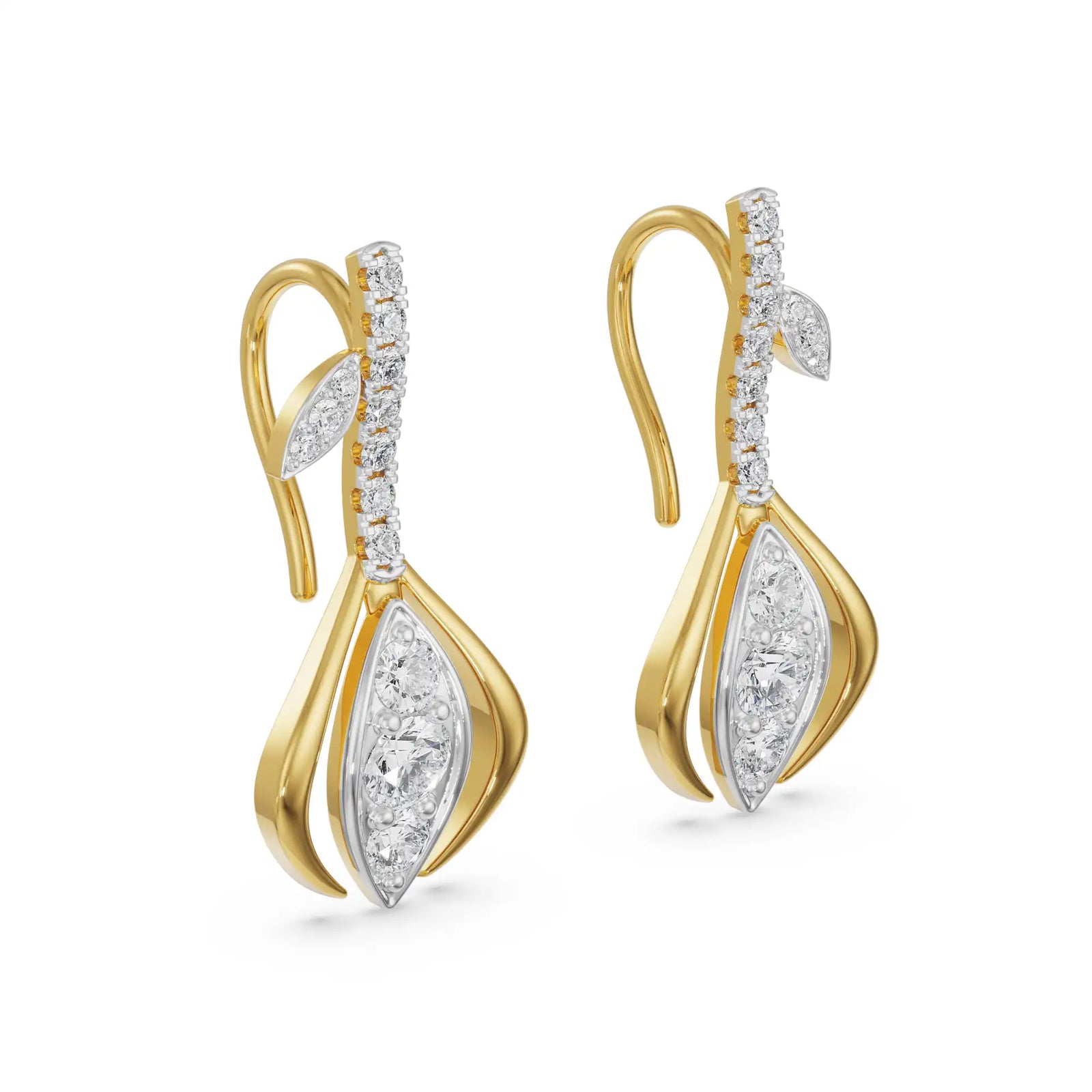 Glittering Gemstone Drop Earring Side View