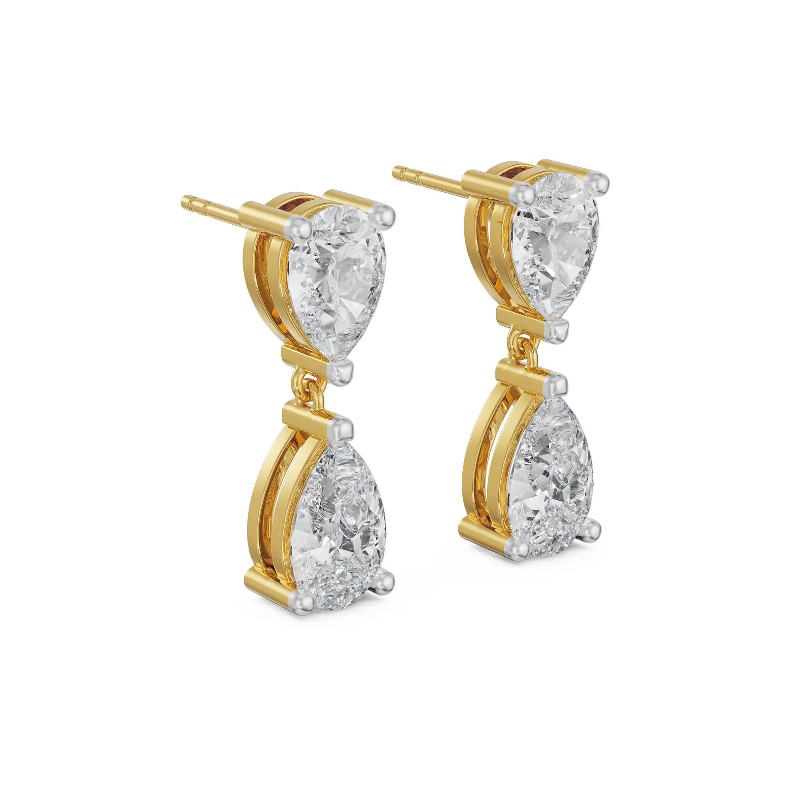 Subtle Pear Diamond Drops Side View