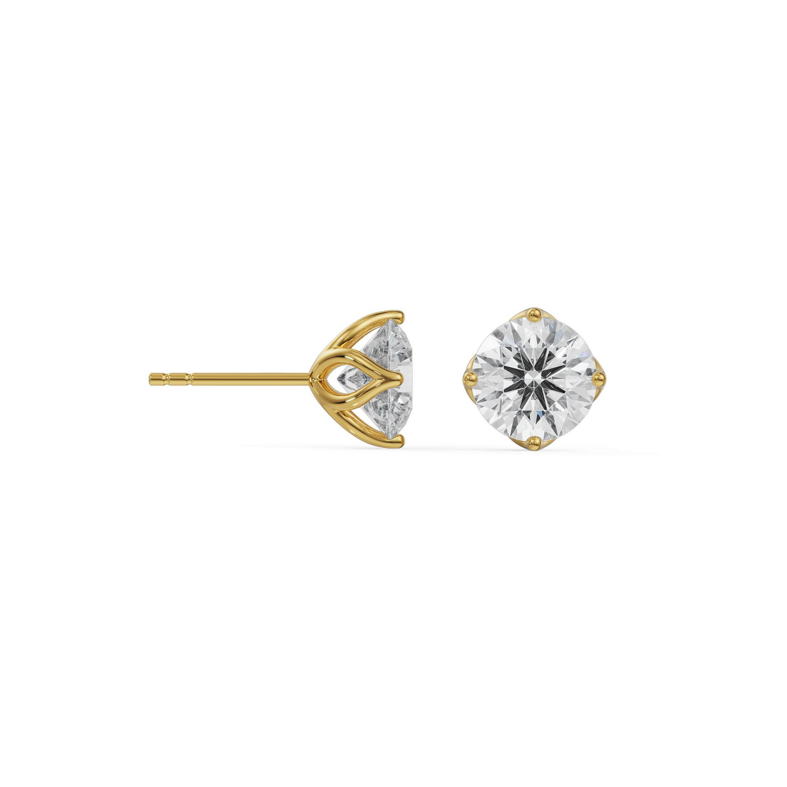 0.5 CT Timeless Solitaire Studs Right View in 9KT