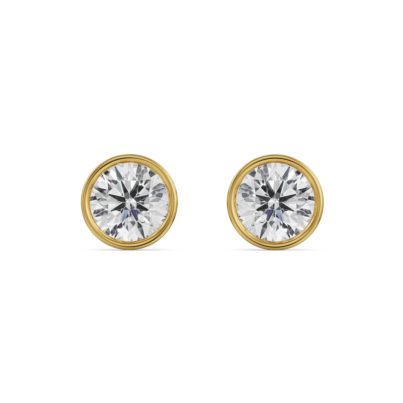 1 CT Classic Bezel Lab Grown Diamond Solitaire Studs 9KT