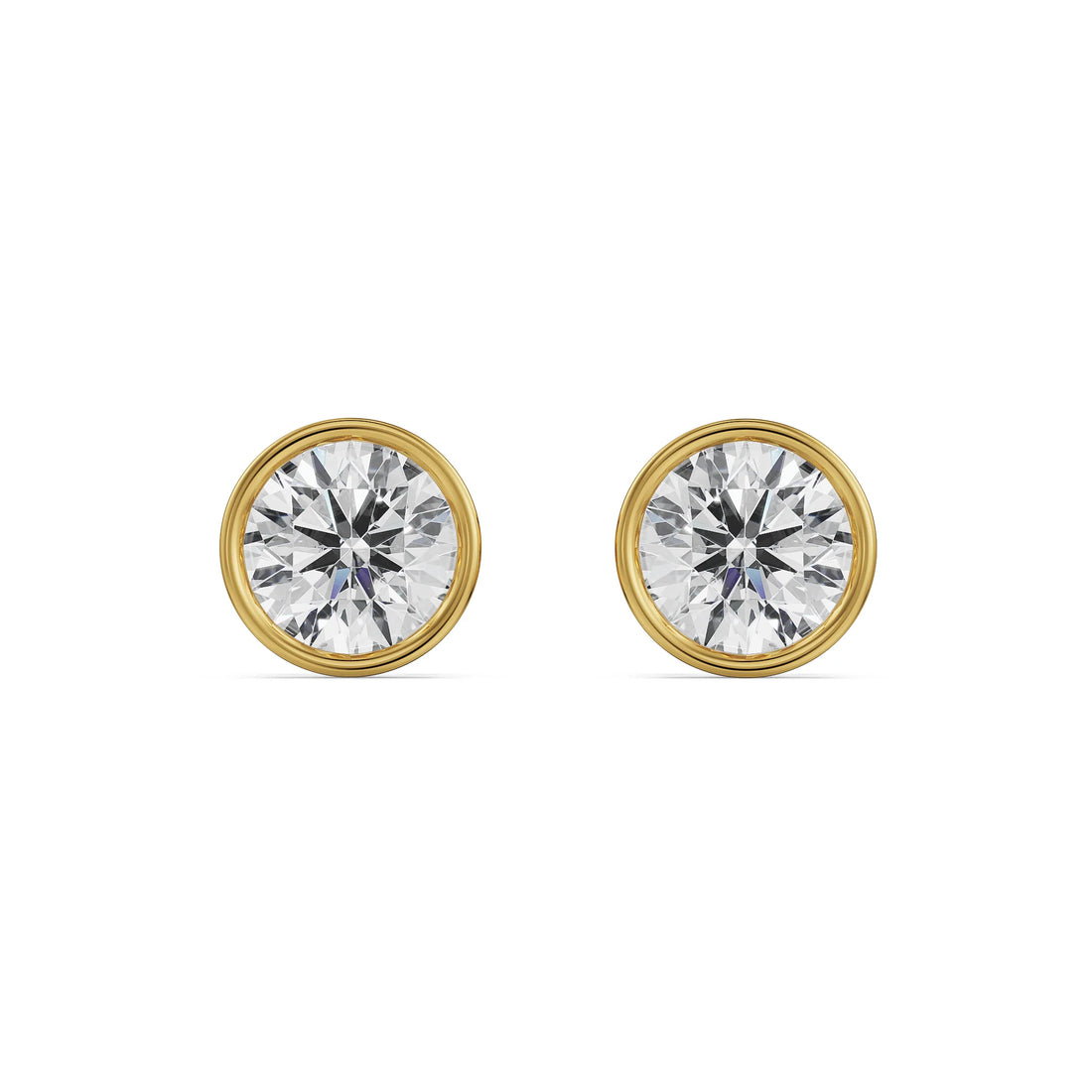 0.5 CT Classic Bezel Lab Grown Diamond Solitaire Studs 9KT