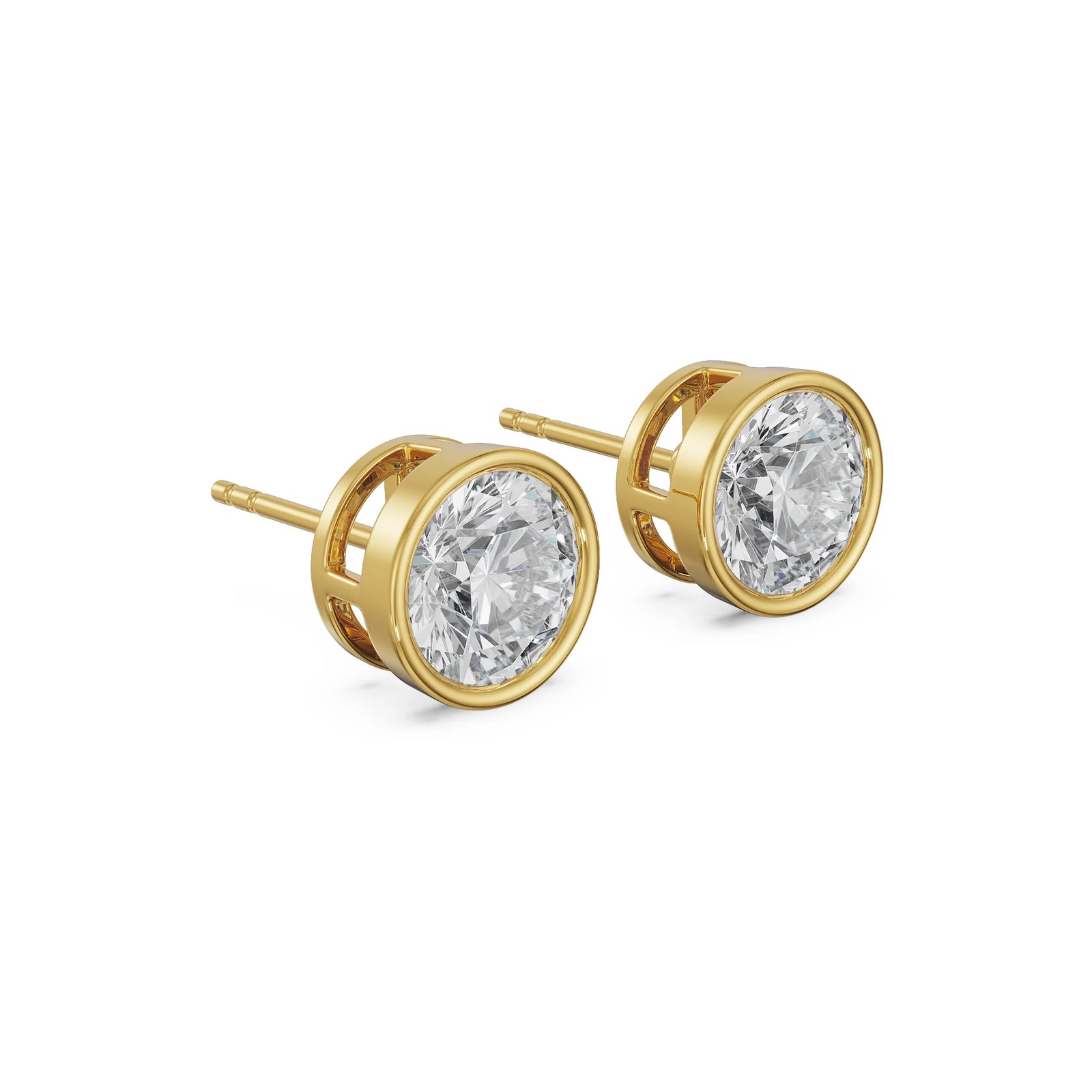0.5 CT Classic Bezel Solitaire Studs Side View