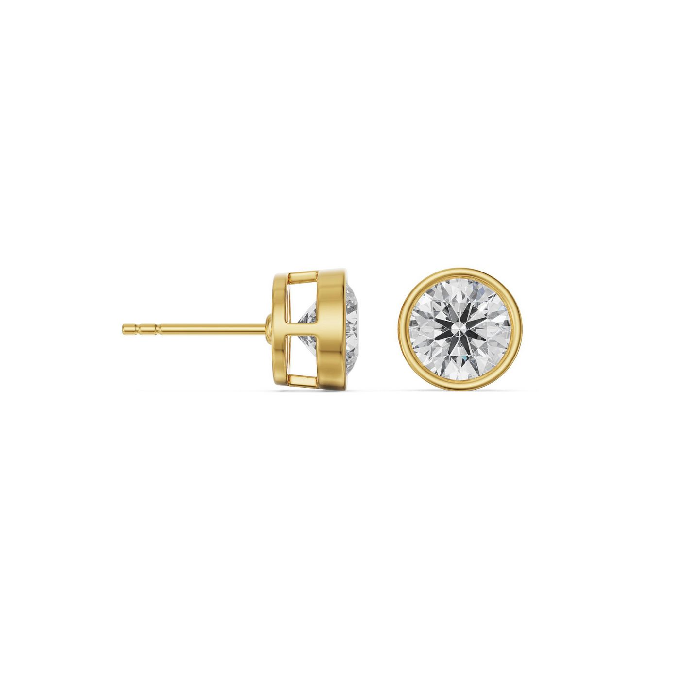 1 CT Classic Bezel Lab Grown Diamond Solitaire Studs