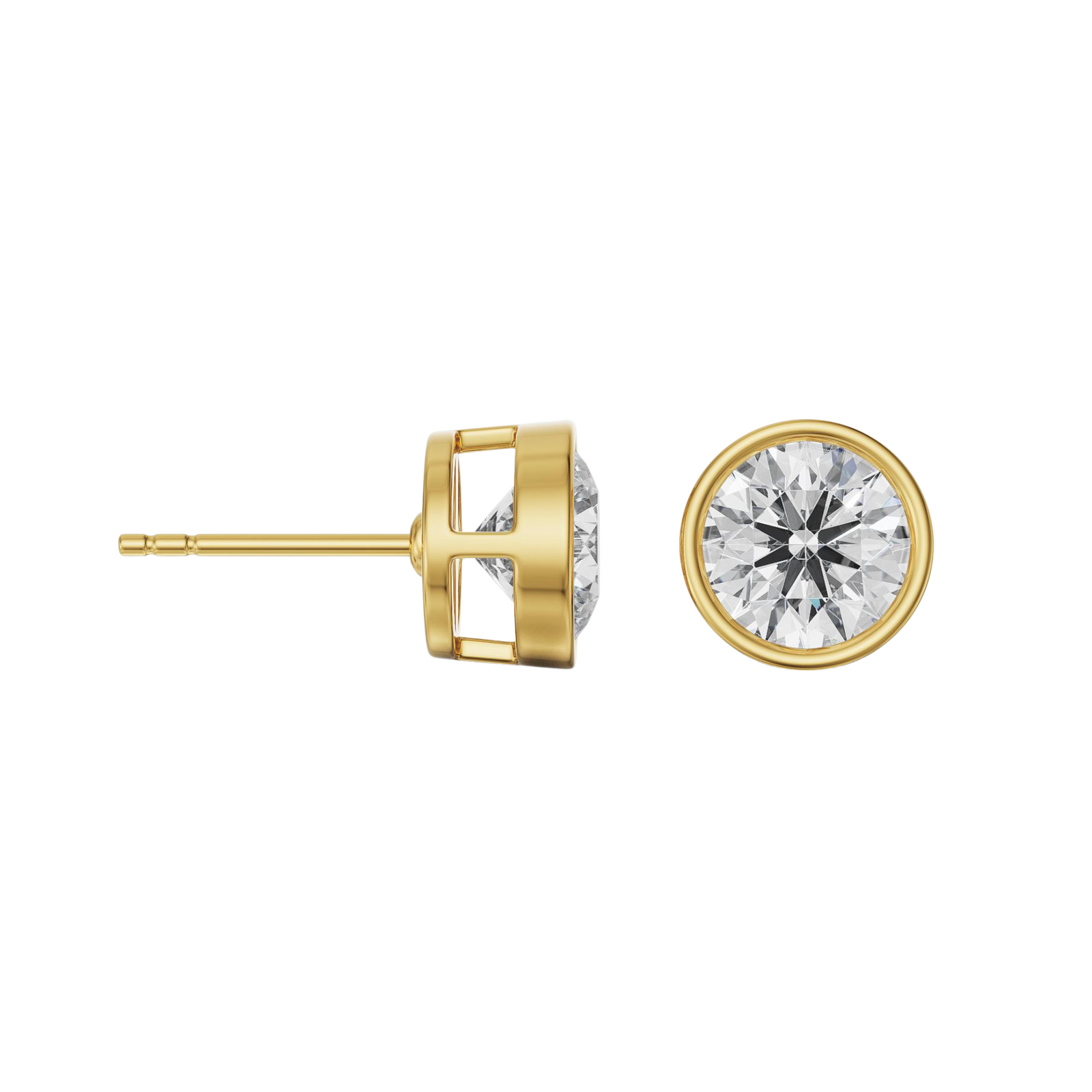 1.5 CT Classic Bezel Solitaire Studs Prospective view