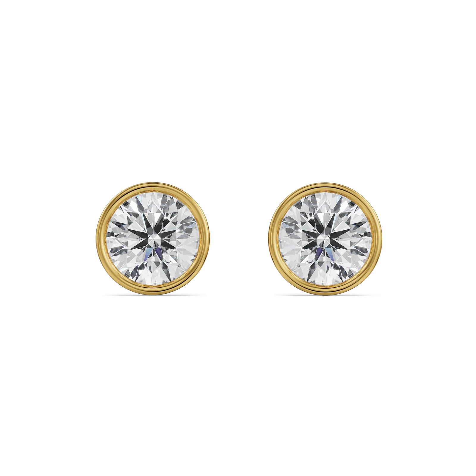 2 CT Classic Bezel Solitaire Studs Front view