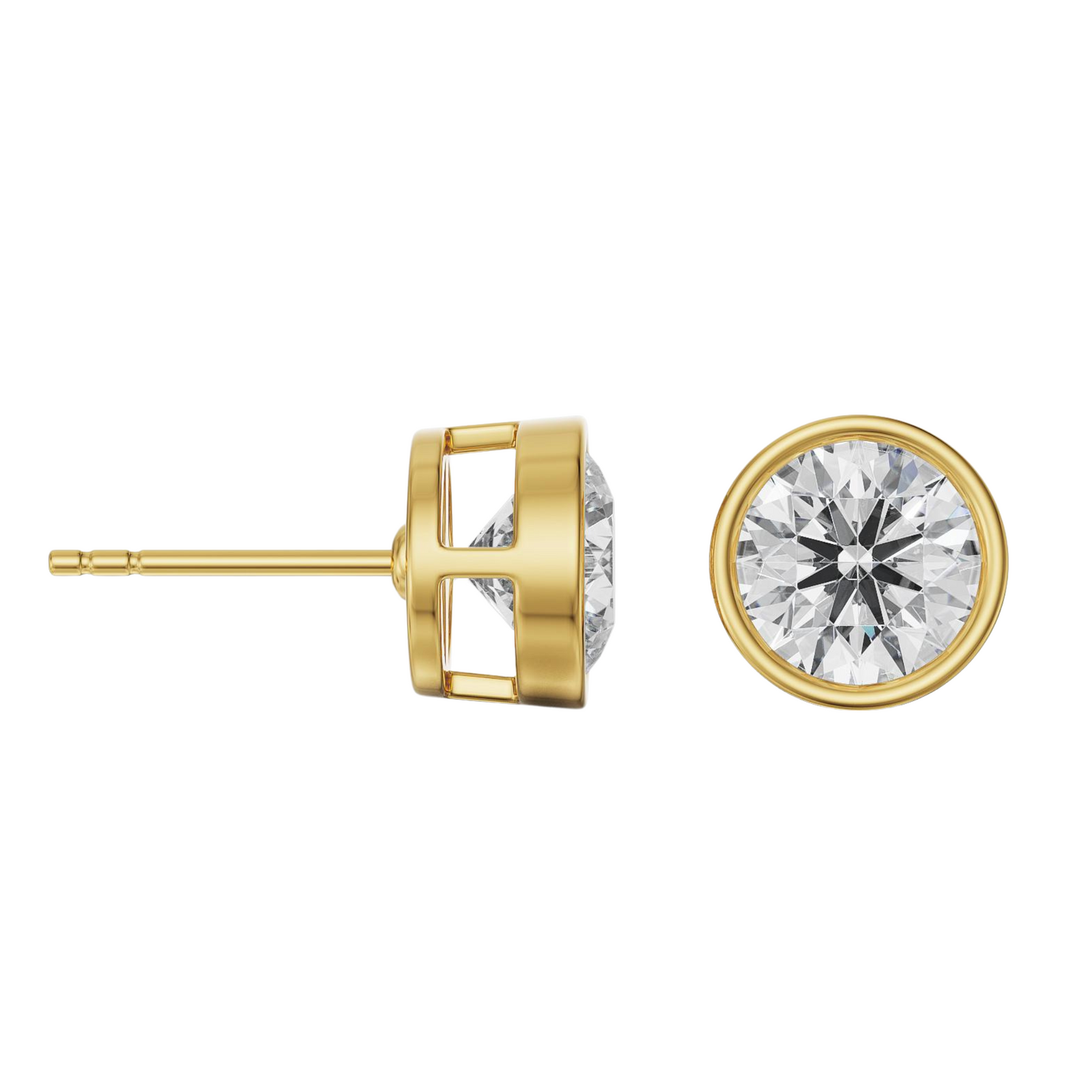 2 CT Classic Bezel Solitaire Studs Prospective View