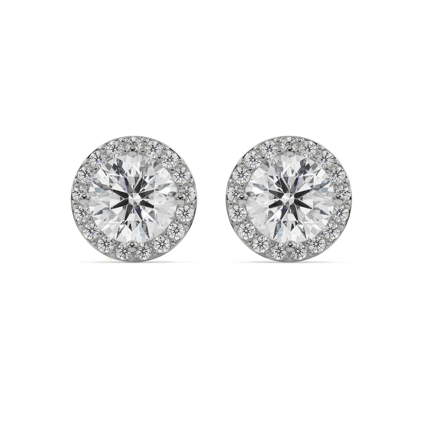 0.5 CT Halo Lab Grown Diamond Solitaire Studs 9KT