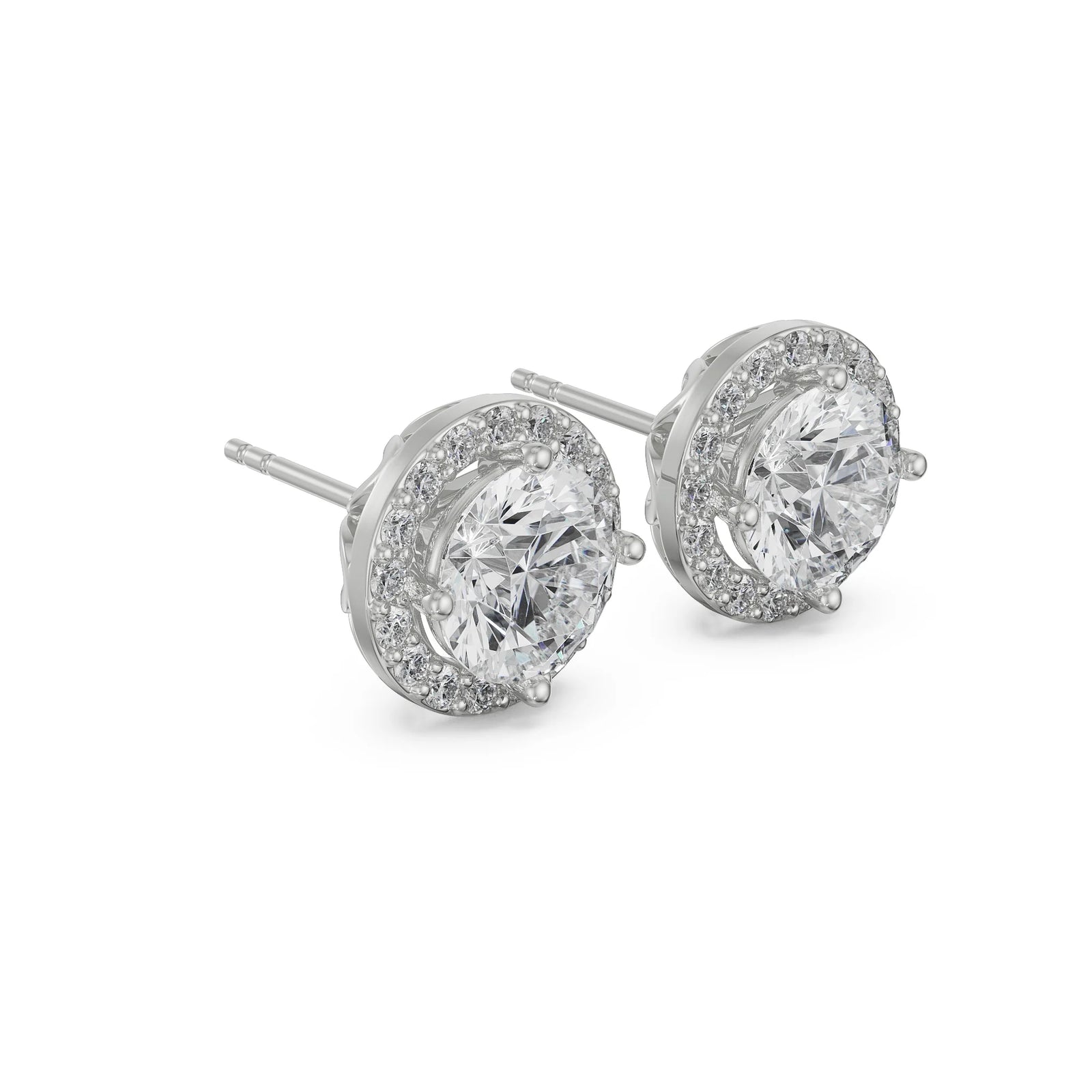 0.5 CT Halo Solitaire Studs Side View