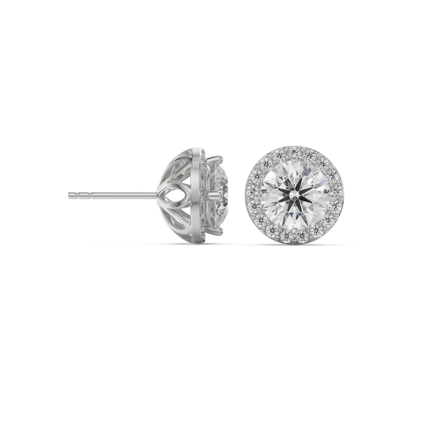 0.5 CT Halo Lab Grown Diamond Solitaire Studs