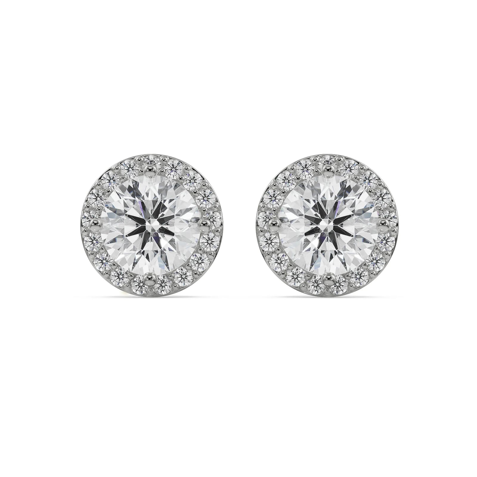 1 CT Halo Solitaire Studs Front View