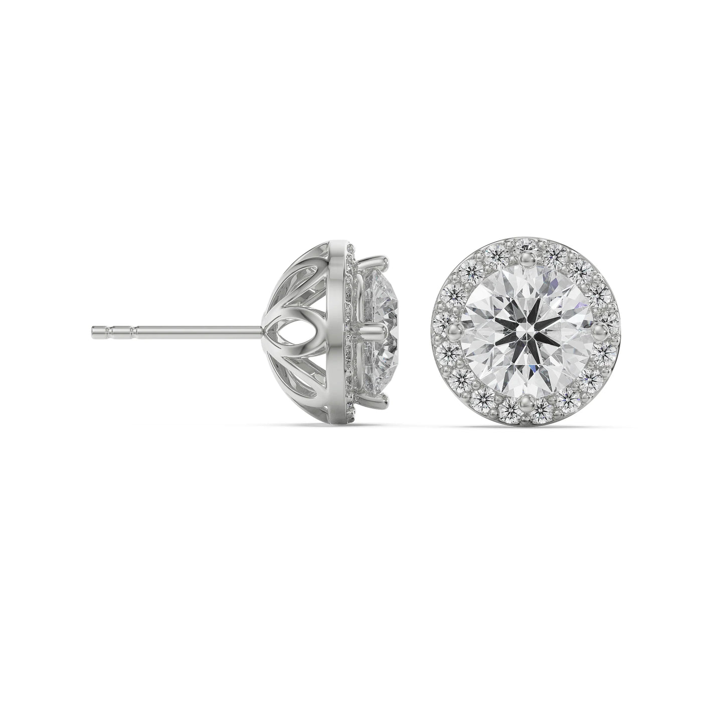 1 CT Halo Lab Grown Diamond Solitaire Studs