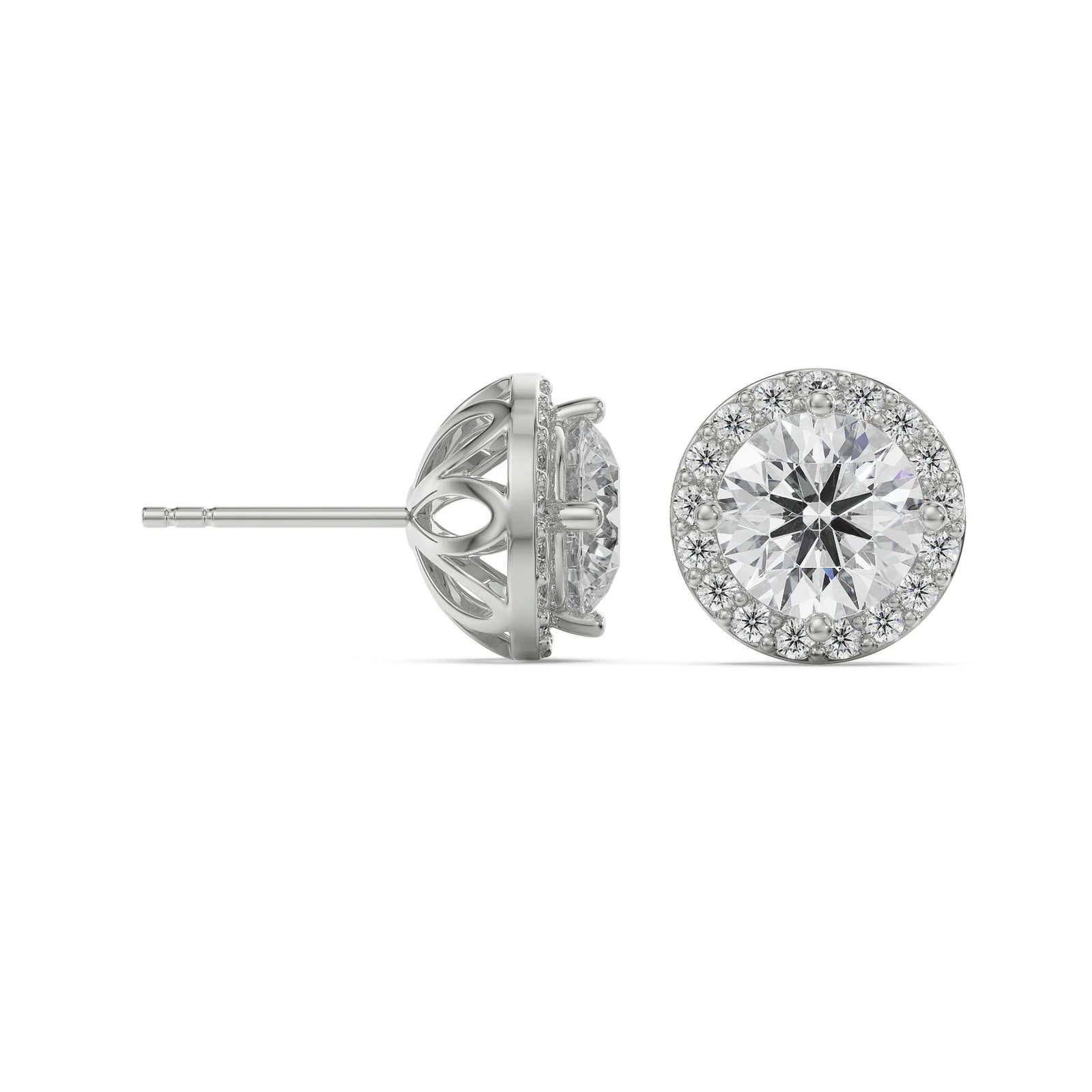 1 CT Halo Lab Grown Diamond Solitaire Studs_in-stock