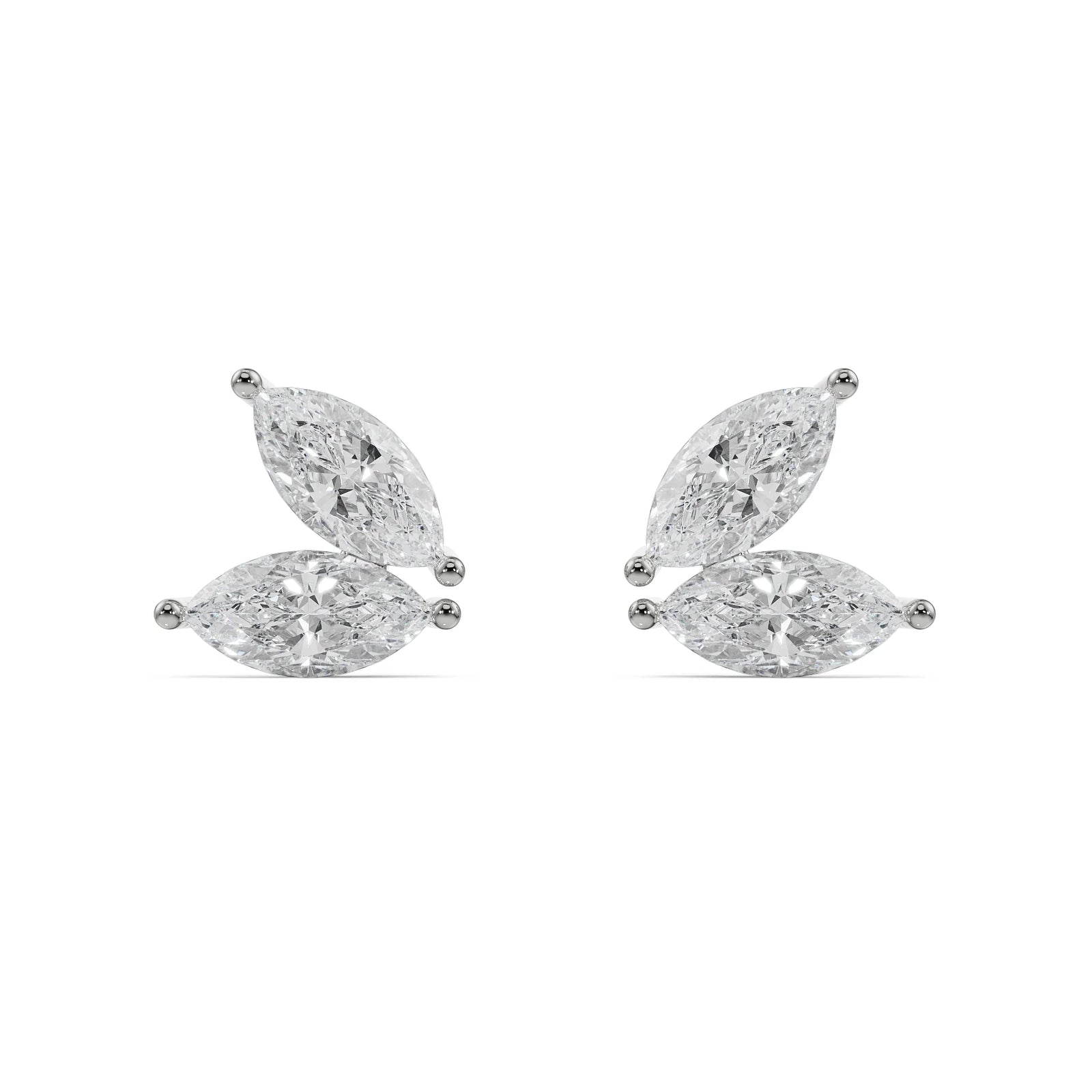 Butterfly Marquise Diamond Studs Front View