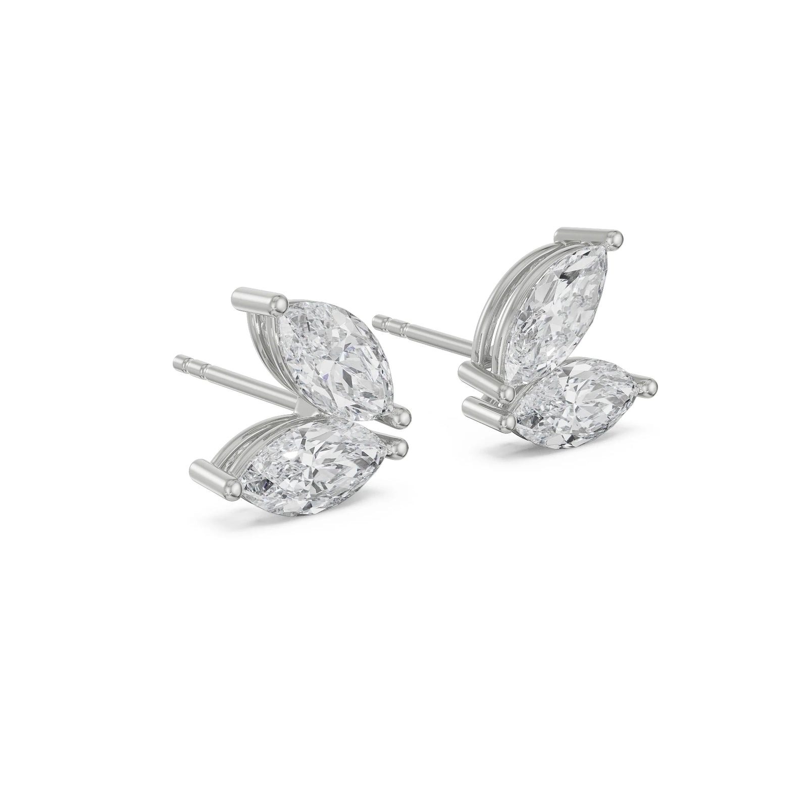 Butterfly Marquise Diamond Studs Side View