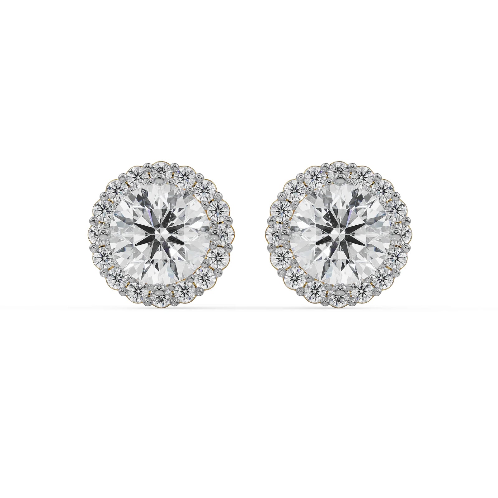 0.5 CT Halo Round Solitaire Studs Front View