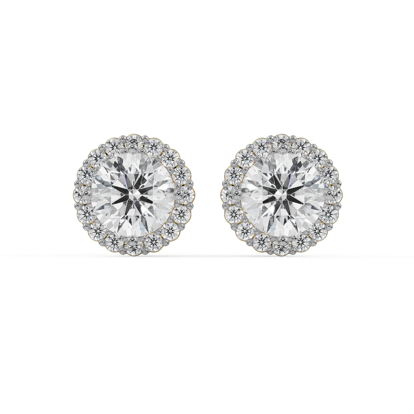 1 CT Halo Round Lab Grown Diamond Solitaire Studs 9KT