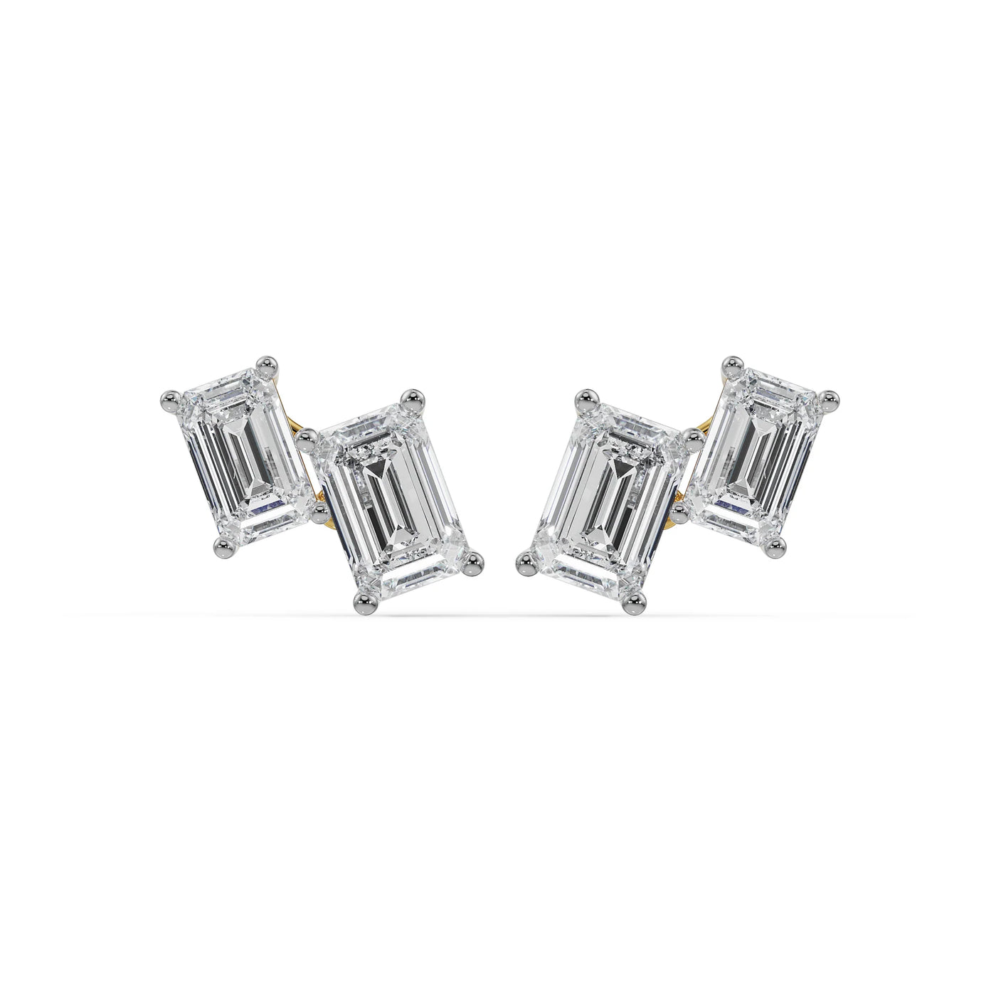 Duo Emerald Lab Grown Diamond Studs 9KT