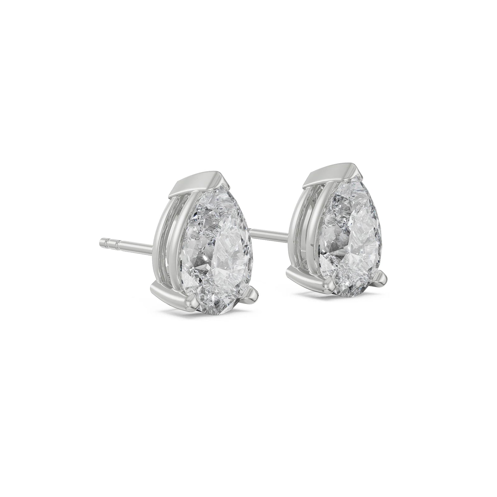 1 CT Solitaire Pear Studs Side view