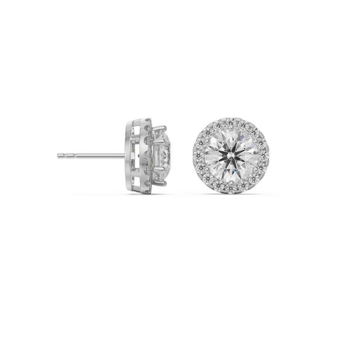 0.5 CT Halo Lab Grown Diamond Solitaire Earrings