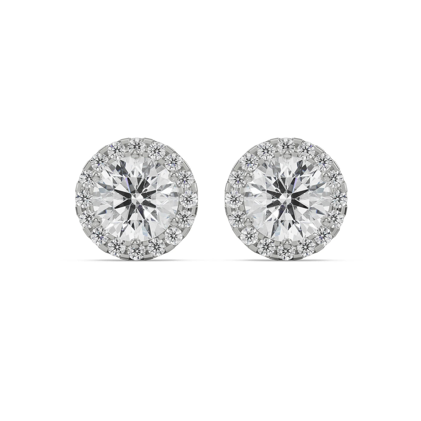 1 CT Halo Lab Grown Diamond Solitaire Earrings 9KT