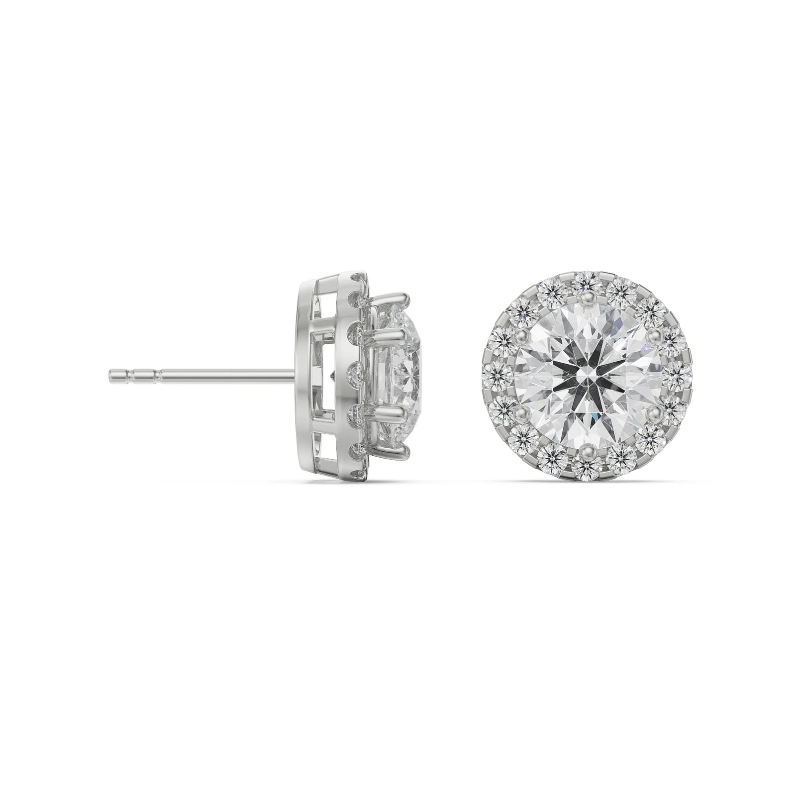 1 CT Halo Solitaire Earrings Prospective View