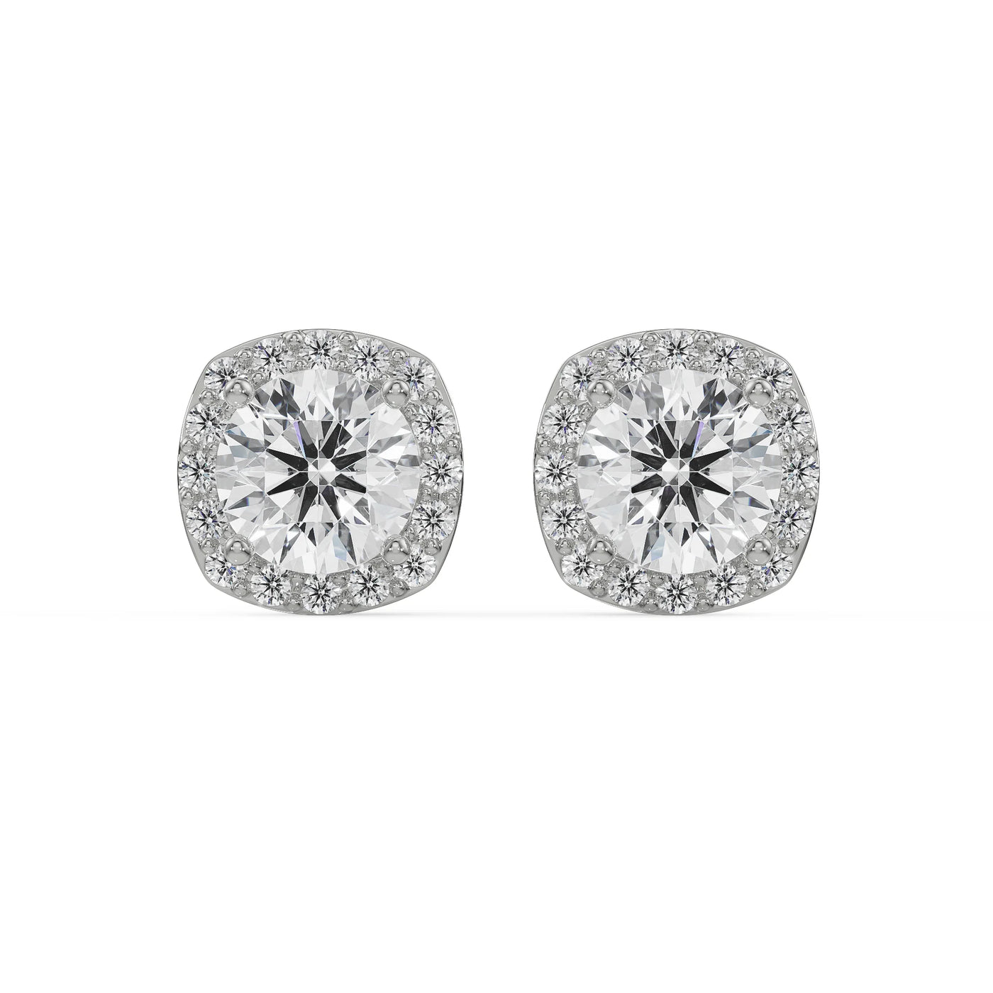 0.5 CT Halo Cushion Cut Lab Grown Diamond Studs 9KT