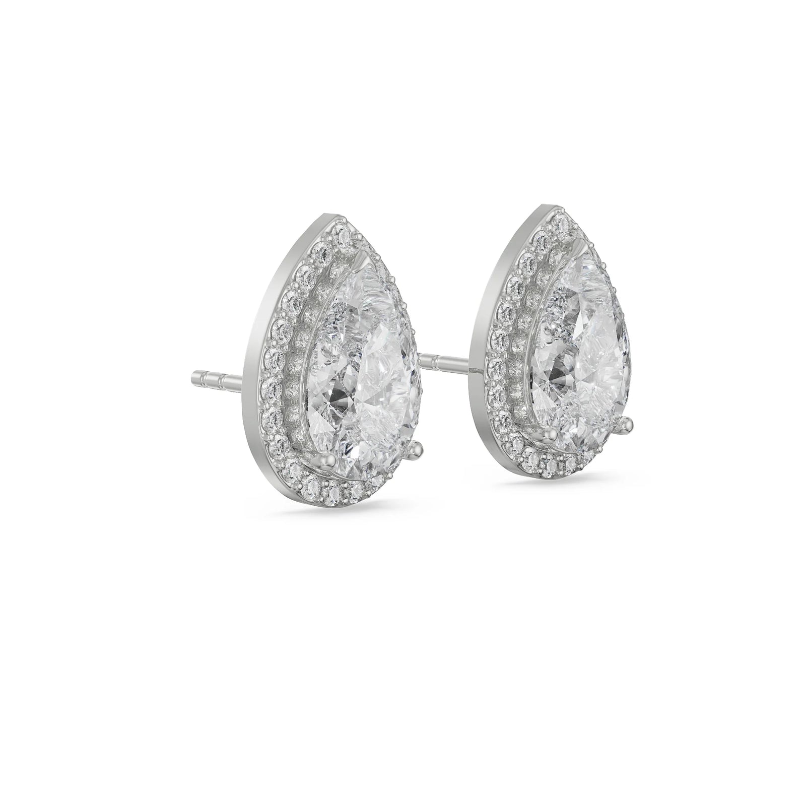 1 CT Solitaire Pear Earrings Side View
