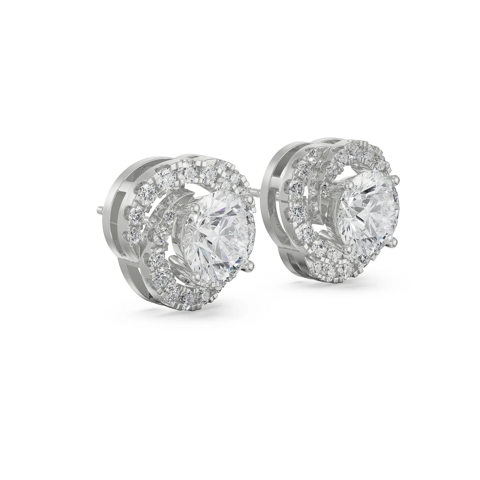 0.5 CT Swirl Halo Earrings Side View