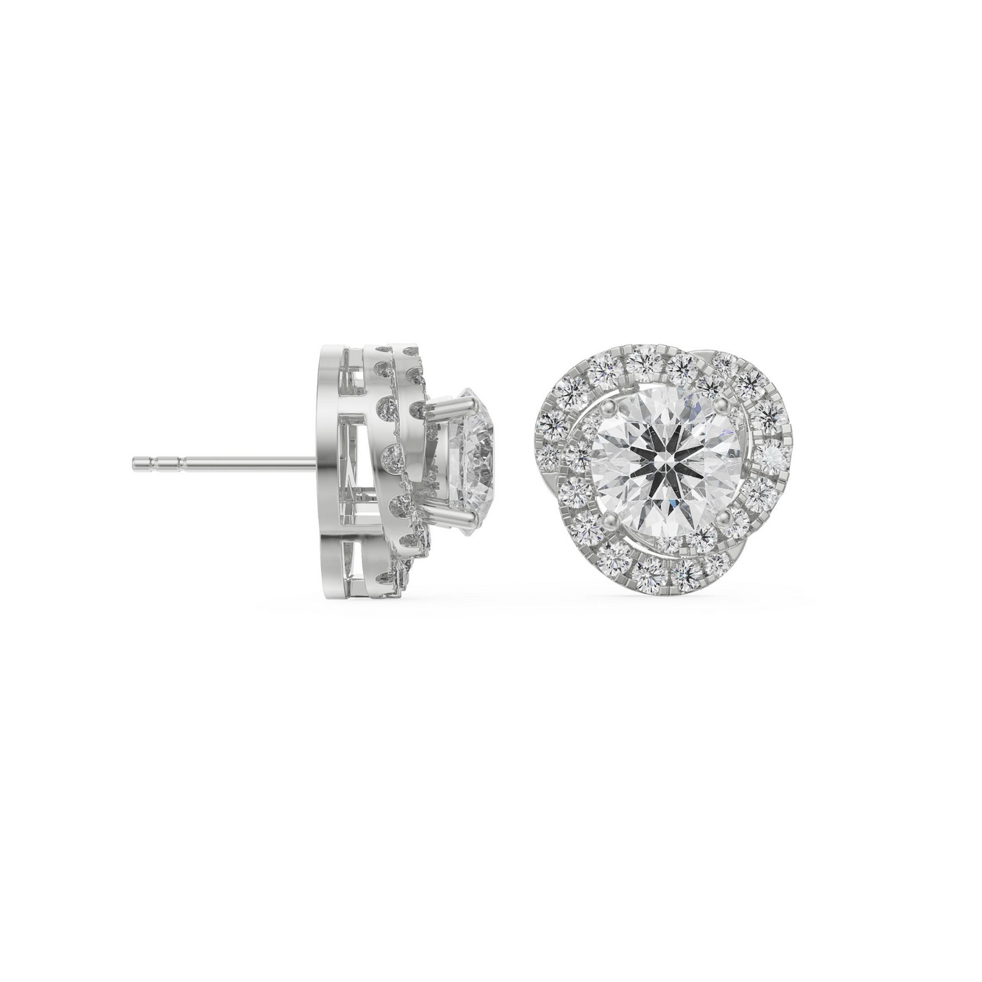 0.5 CT Swirl Halo Lab Grown Diamond Earrings