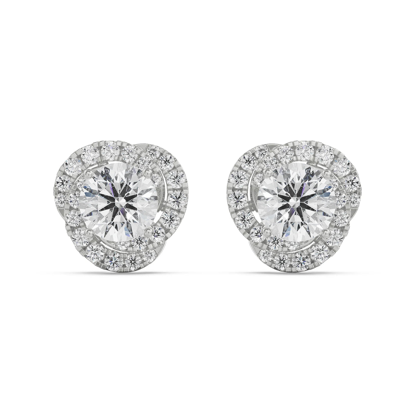 1 CT Swirl Halo Lab Grown Diamond Earrings 9KT
