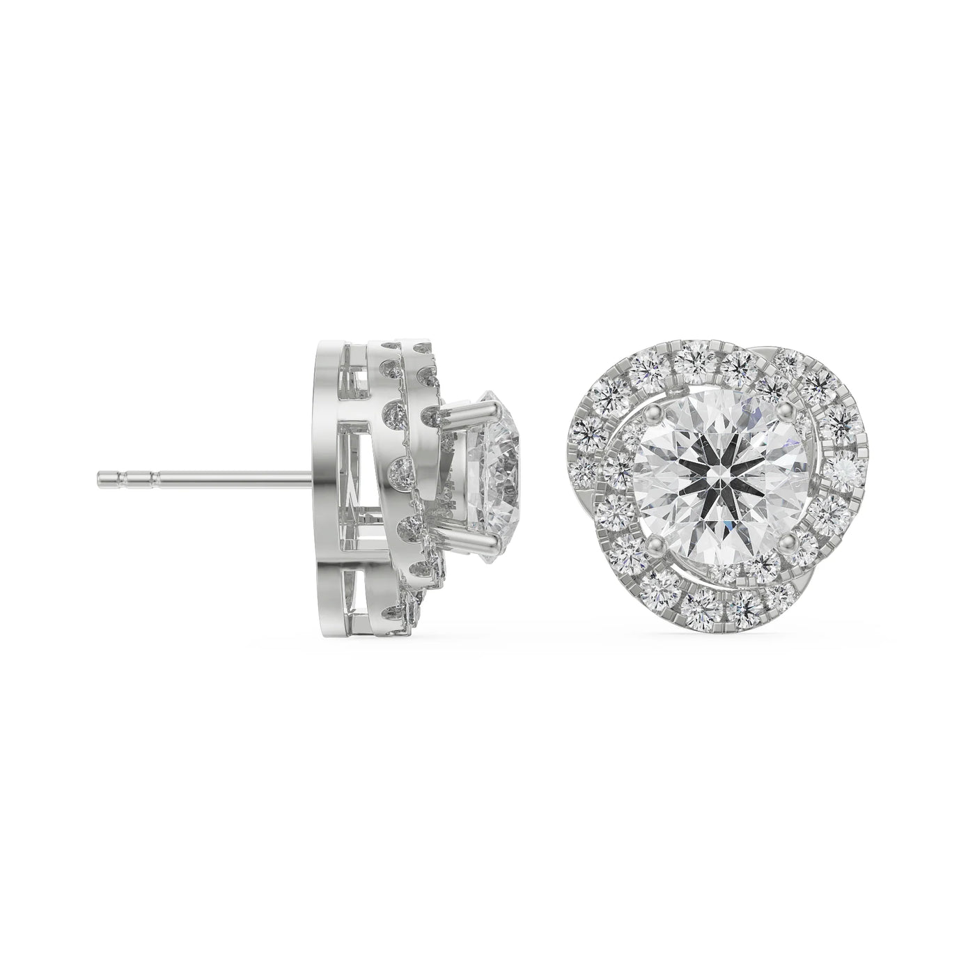 1 CT Swirl Halo Lab Grown Diamond Earrings