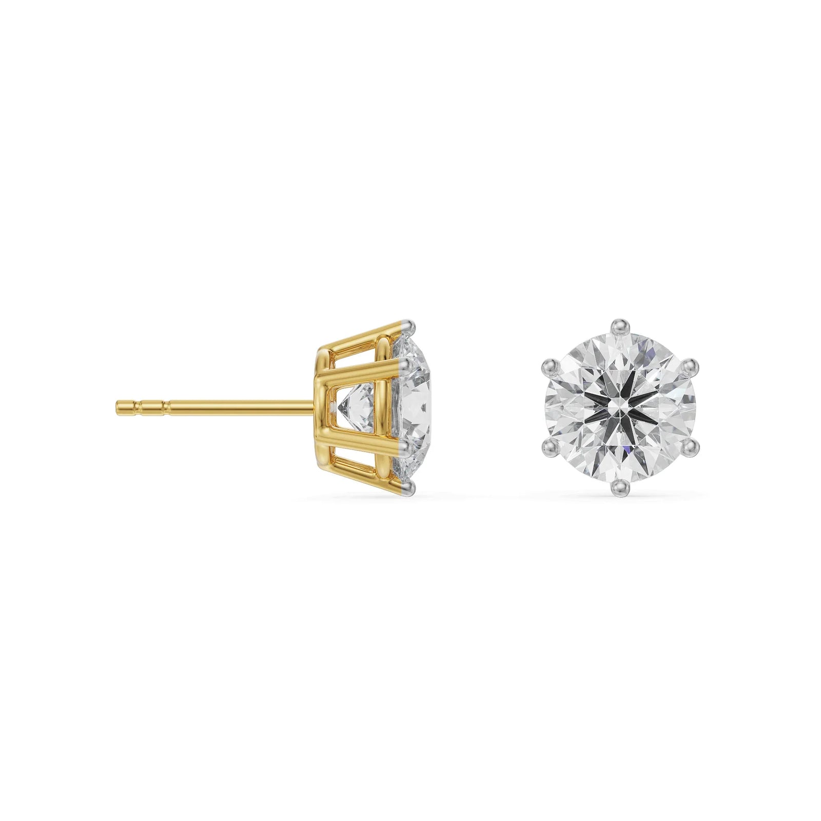 1 CT Versatile Solitaire Studs Prospective View in 9KT