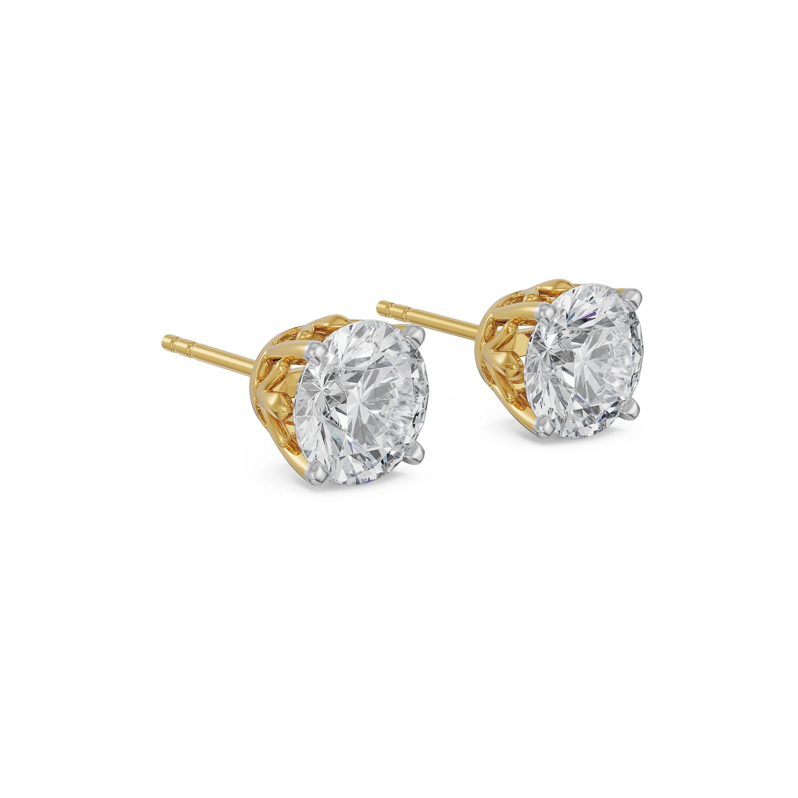 1.5 CT Classic Round Diamond Studs Side View