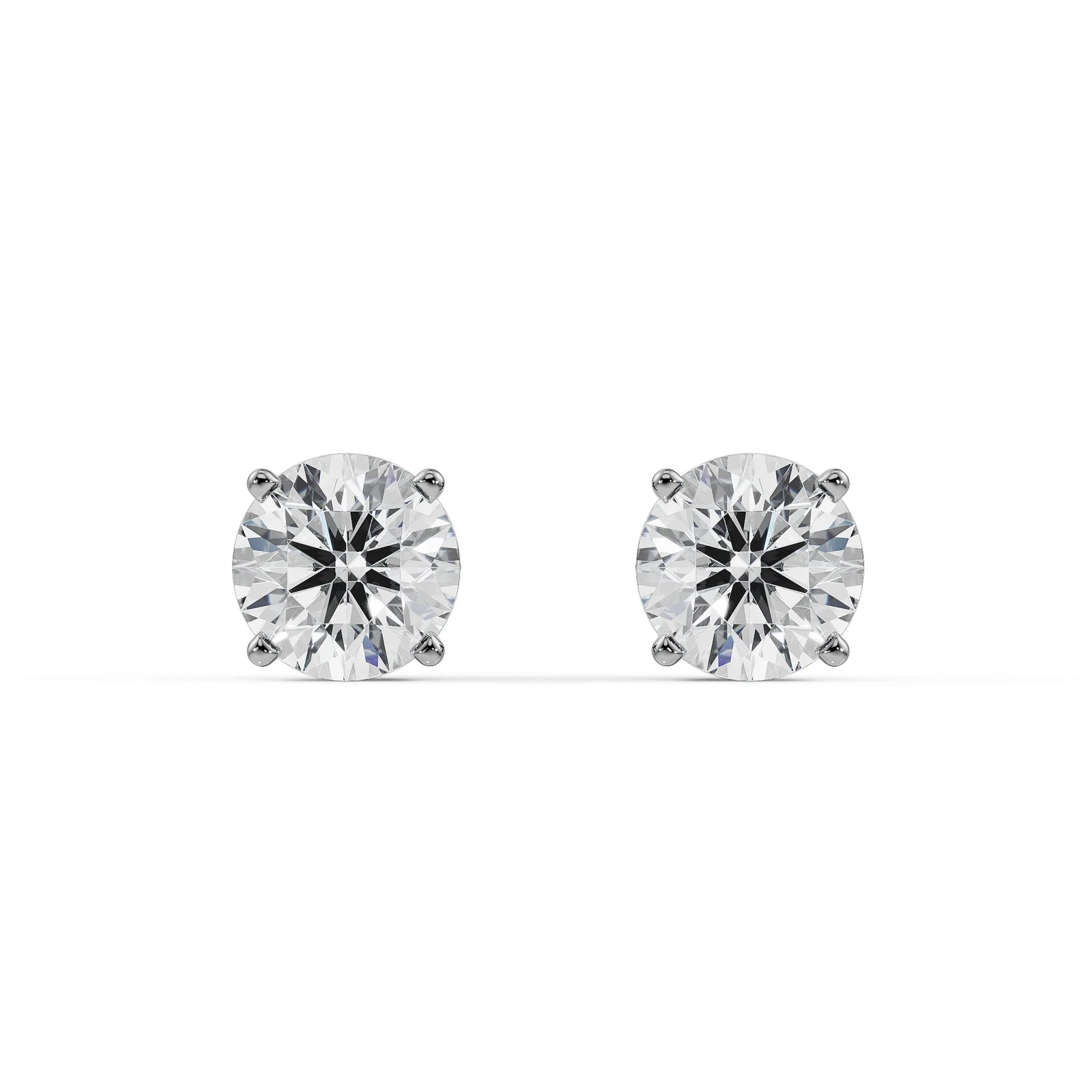 2 CT Classic Round Diamond Studs Front View