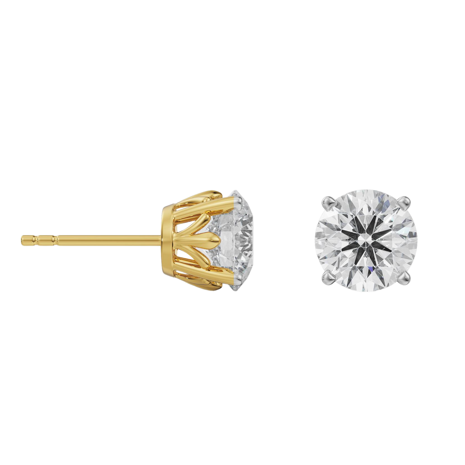 2 CT Classic Round Diamond Studs Prospective View