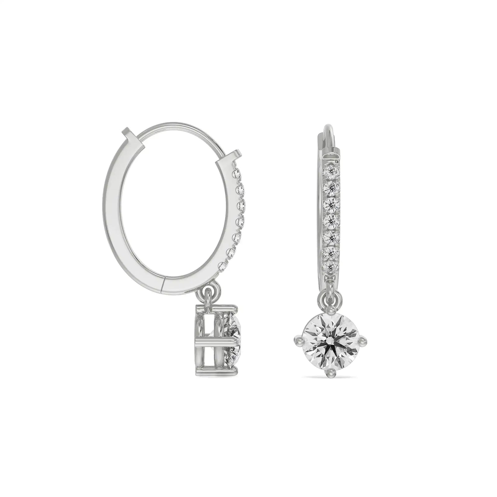 Jisora Drop Diamond Earrings Prospective View in 9KT